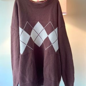 Argyle oversized knitted brown sweater, hasn’t been washed or worn. 😄